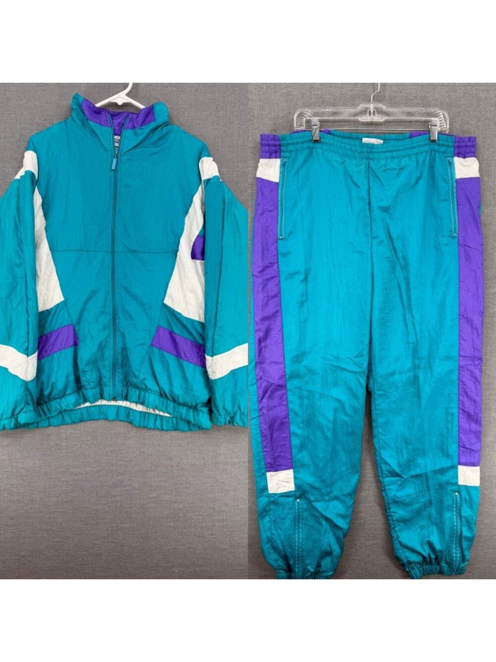 Vtg MacGregor Blue Windbreaker Tracksuit Set Zip Jacket Pants Mens L Y2K 90s